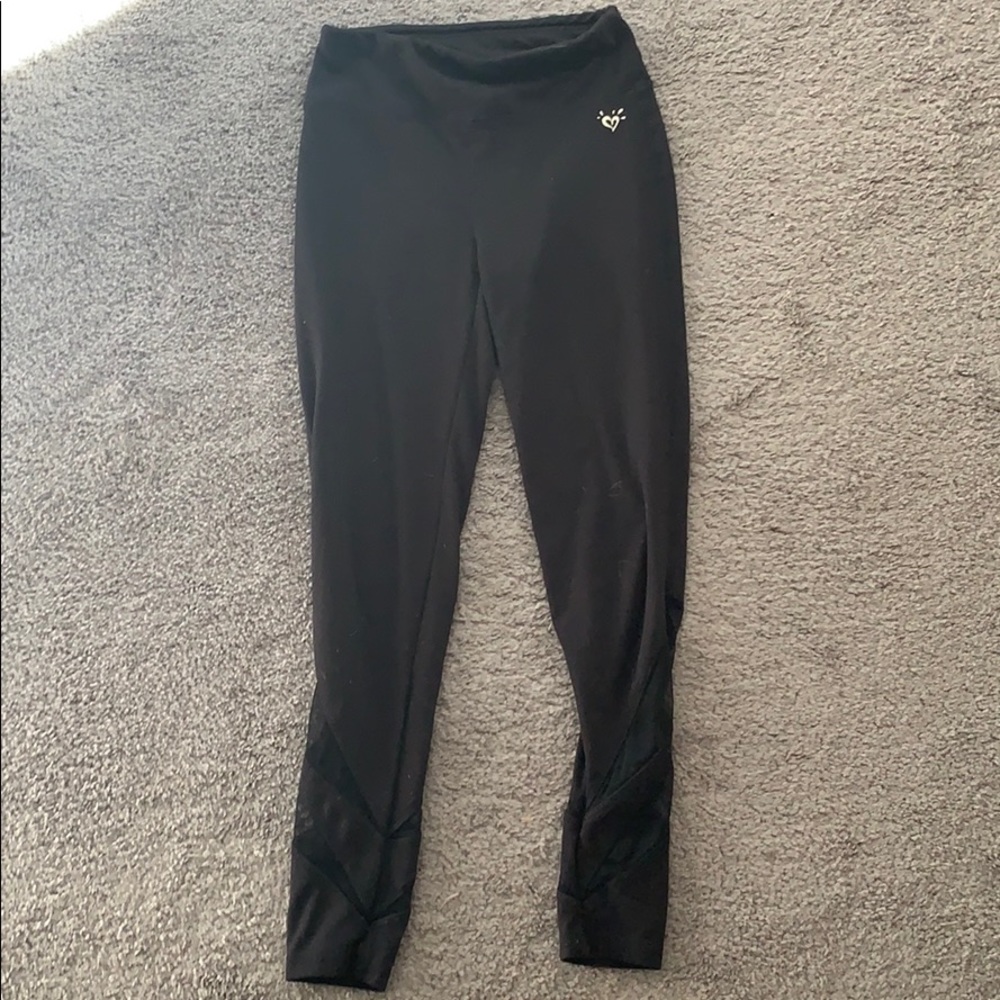 Black Leggings with Mesh Ankles